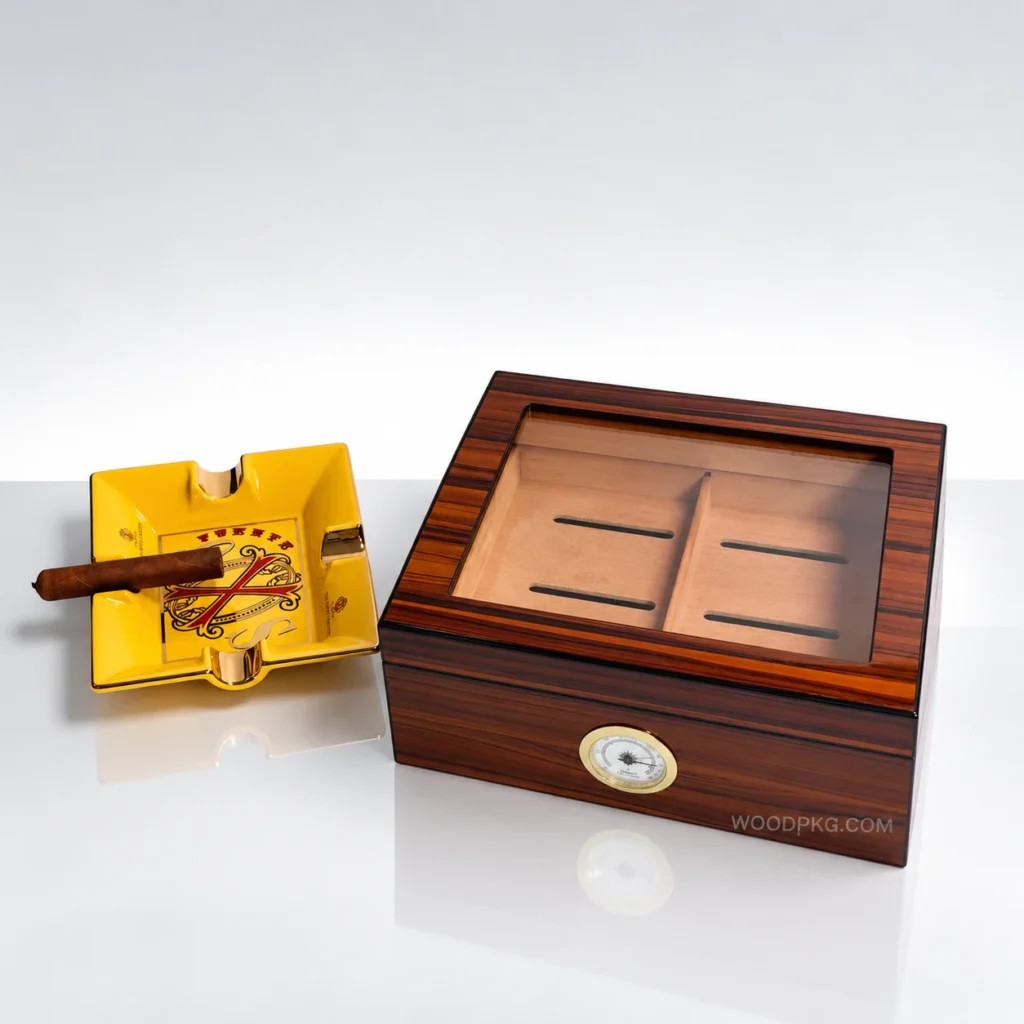 Custom cedar cigar humidor with a gloss lacquer finish